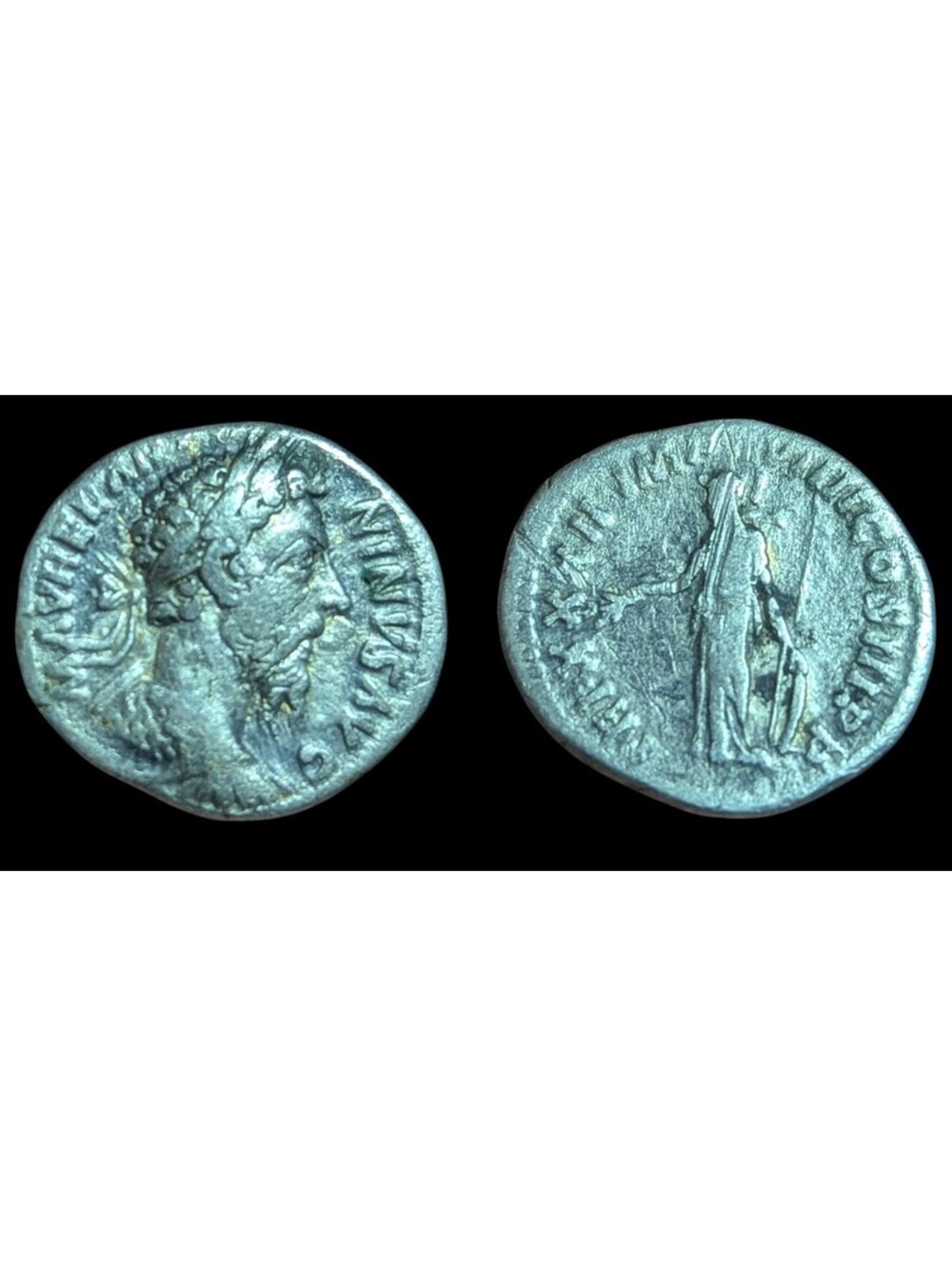 Authentic Ancient Roman Silver Denarius Marcus Aurelius-Minerva